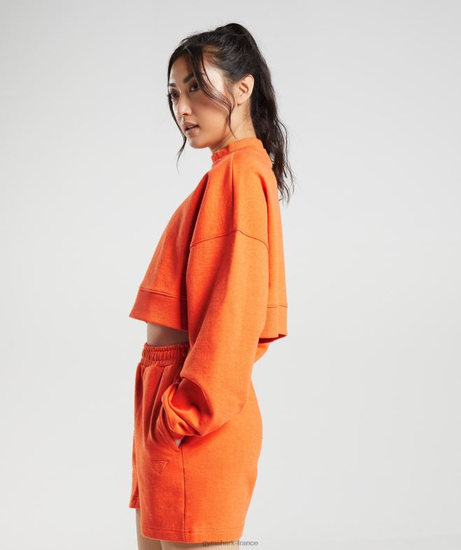 Gymshark sweat-shirt court pour jours de repos marne orange flamboyant femmes 6HF28402