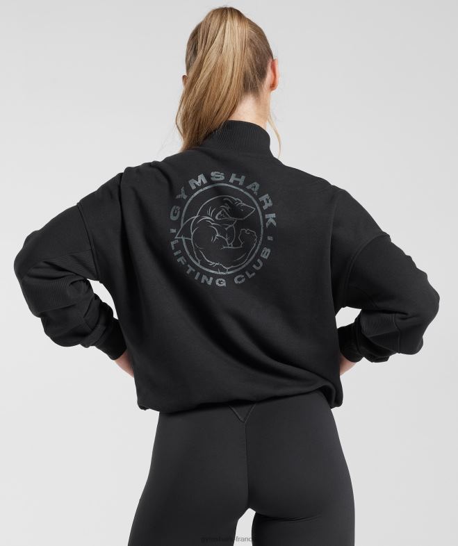 Gymshark sweat-shirt à fermeture éclair 1/4 Legacy noir femmes 6HF28412