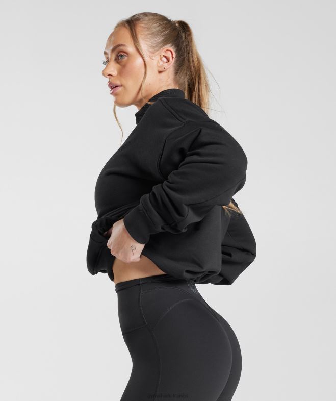 Gymshark sweat-shirt à fermeture éclair 1/4 Legacy noir femmes 6HF28412
