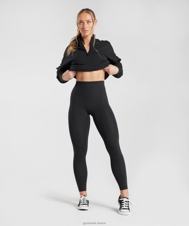 Gymshark sweat-shirt à fermeture éclair 1/4 Legacy noir femmes 6HF28412