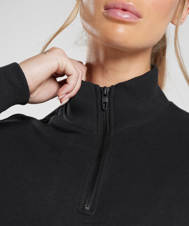 Gymshark sweat-shirt à fermeture éclair 1/4 Legacy noir femmes 6HF28412