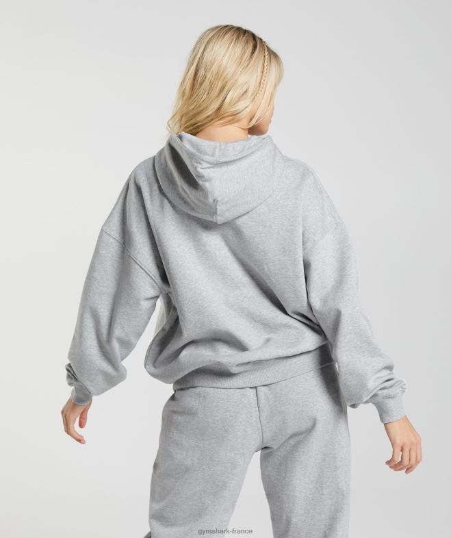 Gymshark sweat à capuche au maximum chiné gris clair femmes 6HF28360