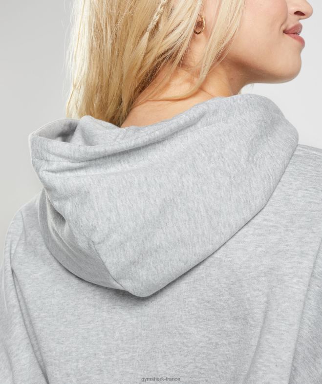 Gymshark sweat à capuche au maximum chiné gris clair femmes 6HF28360