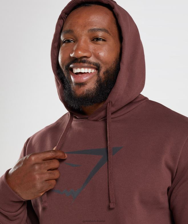Gymshark sweat à capuche avec remplissage de tête de requin brun cerise Hommes 6HF28863