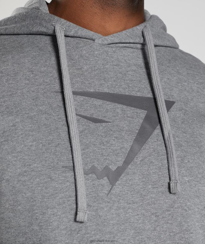 Gymshark sweat à capuche avec remplissage de tête de requin gris anthracite chiné Hommes 6HF28873