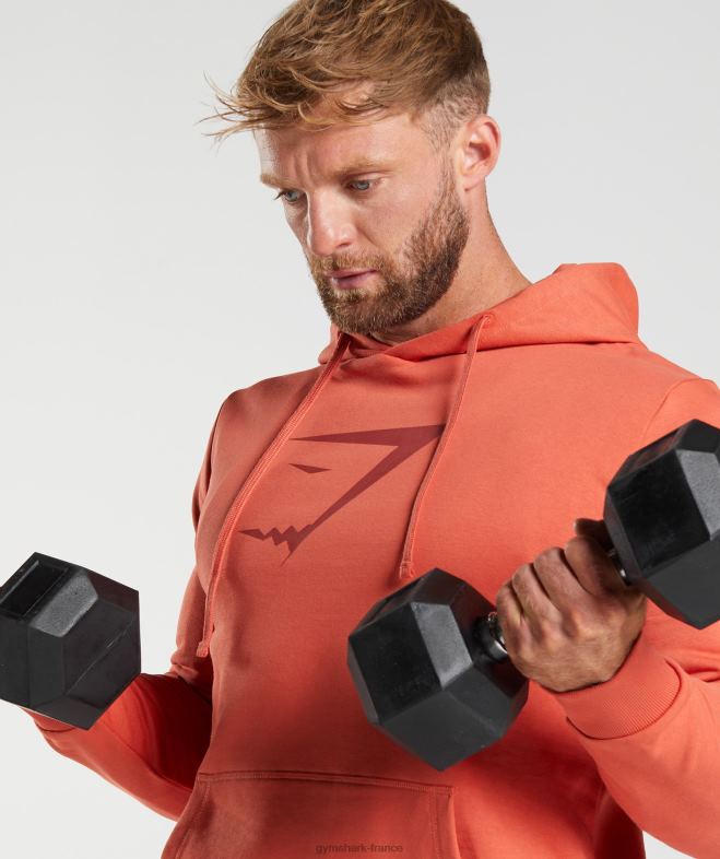 Gymshark sweat à capuche avec remplissage de tête de requin rouge orage Hommes 6HF28865