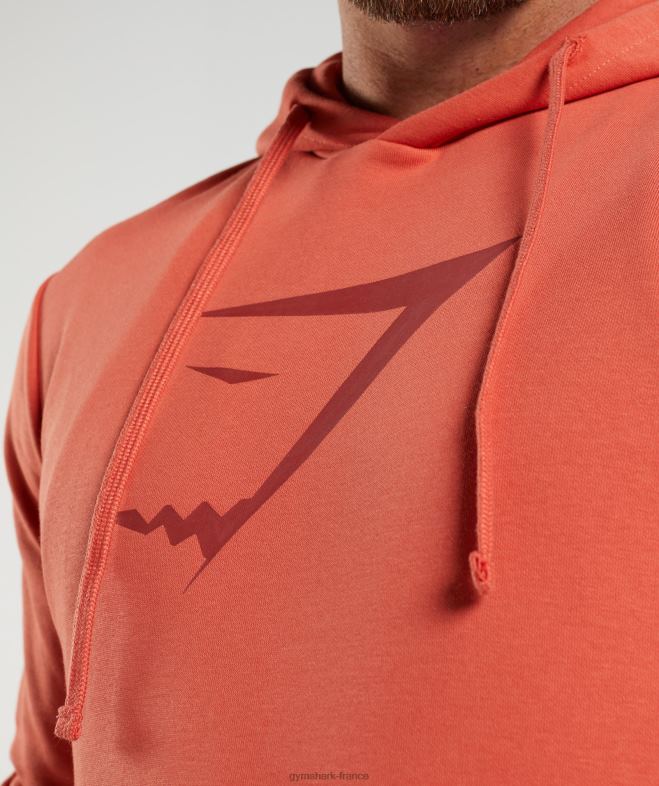 Gymshark sweat à capuche avec remplissage de tête de requin rouge orage Hommes 6HF28865