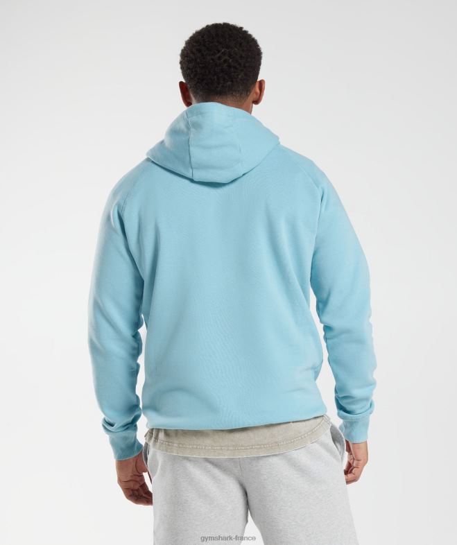 Gymshark sweat à capuche avec écusson bleu iceberg Hommes 6HF28879
