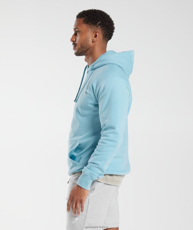 Gymshark sweat à capuche avec écusson bleu iceberg Hommes 6HF28879
