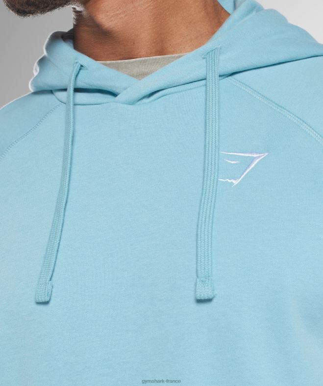 Gymshark sweat à capuche avec écusson bleu iceberg Hommes 6HF28879