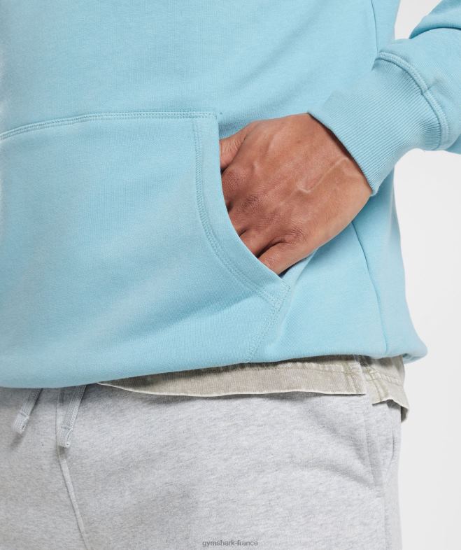 Gymshark sweat à capuche avec écusson bleu iceberg Hommes 6HF28879