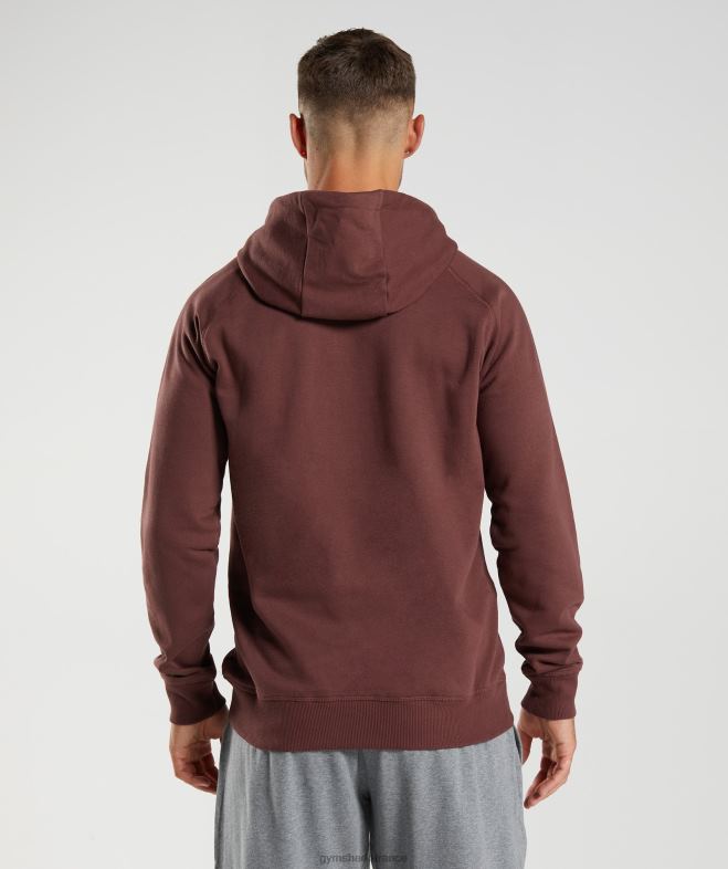 Gymshark sweat à capuche avec écusson brun cerise Hommes 6HF28836