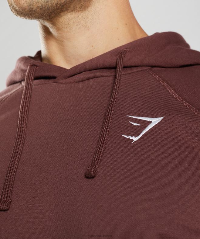 Gymshark sweat à capuche avec écusson brun cerise Hommes 6HF28836