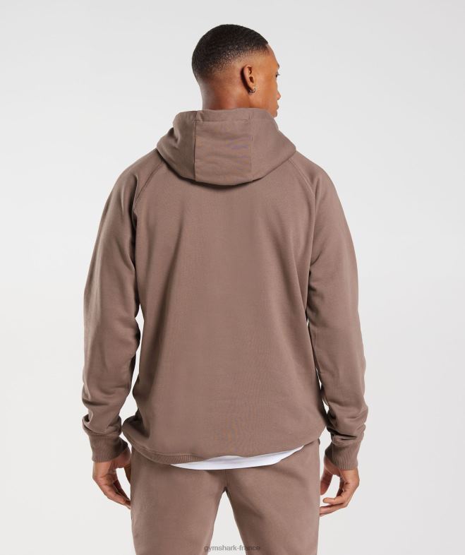 Gymshark sweat à capuche avec écusson brun truffe Hommes 6HF28820