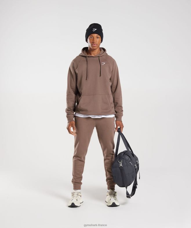 Gymshark sweat à capuche avec écusson brun truffe Hommes 6HF28820