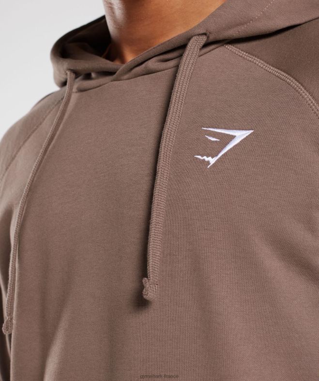 Gymshark sweat à capuche avec écusson brun truffe Hommes 6HF28820