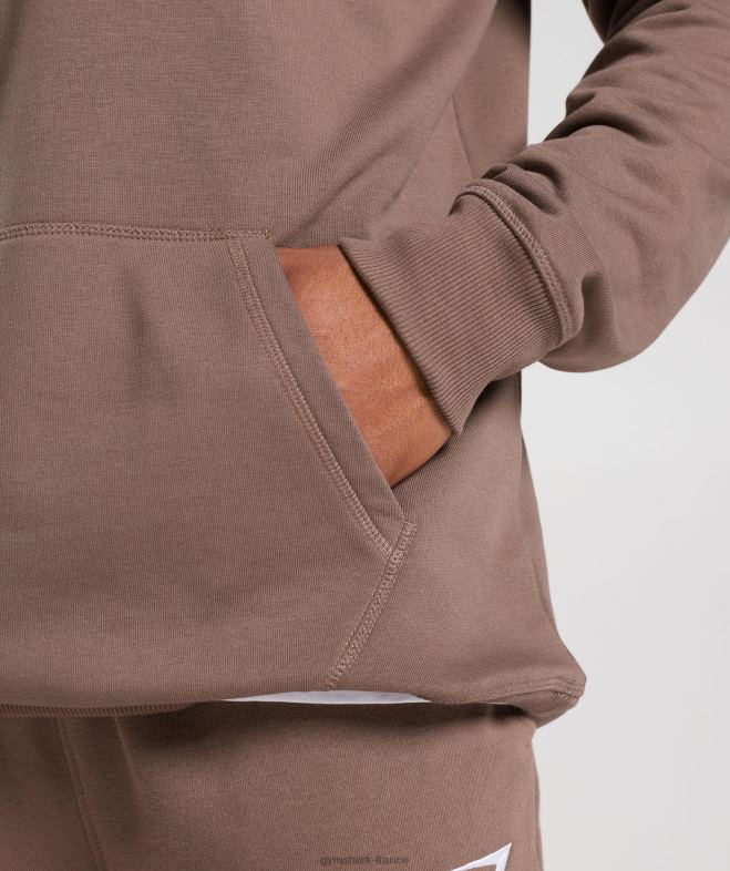 Gymshark sweat à capuche avec écusson brun truffe Hommes 6HF28820
