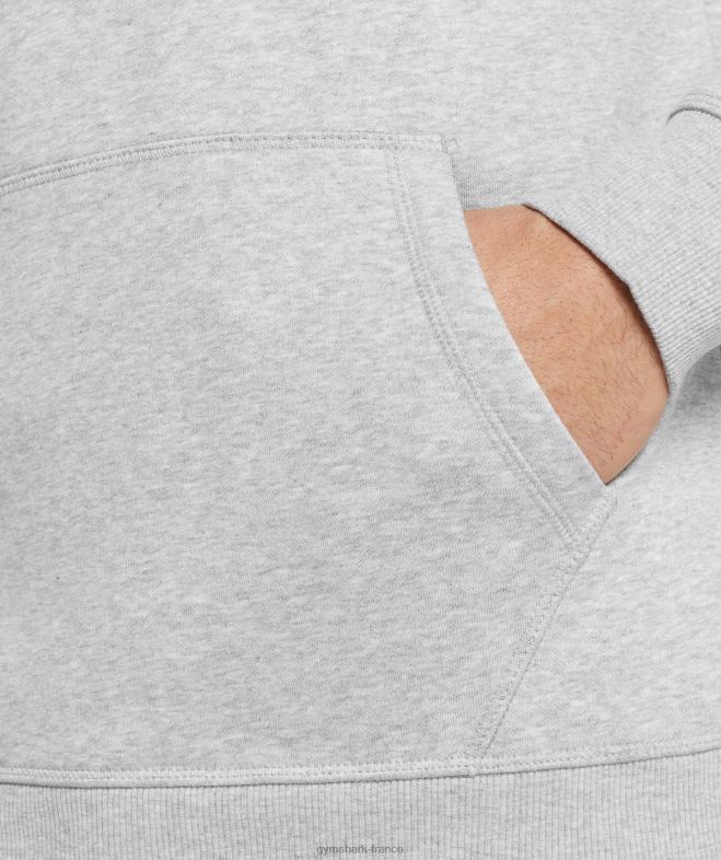 Gymshark sweat à capuche avec écusson chiné gris clair Hommes 6HF28789