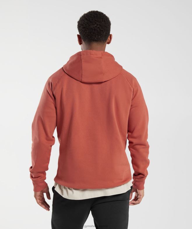 Gymshark sweat à capuche avec écusson kaki rouge Hommes 6HF28804