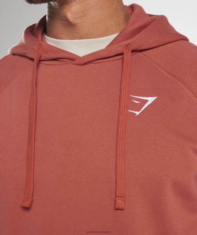 Gymshark sweat à capuche avec écusson kaki rouge Hommes 6HF28804