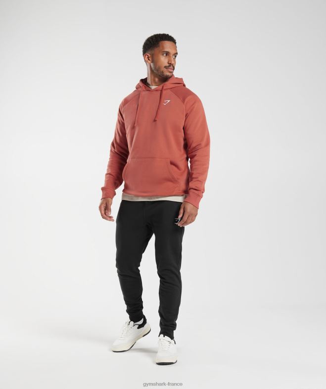 Gymshark sweat à capuche avec écusson kaki rouge Hommes 6HF28804