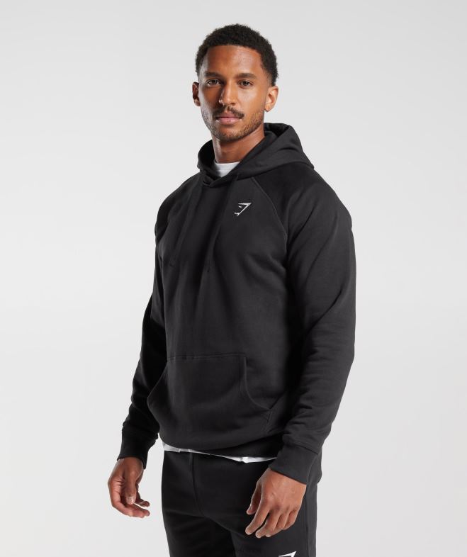 Gymshark sweat à capuche avec écusson noir Hommes 6HF28808