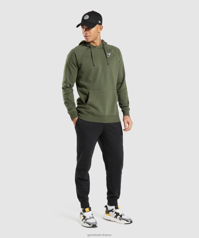 Gymshark sweat à capuche avec écusson noyau d\olive Hommes 6HF28806