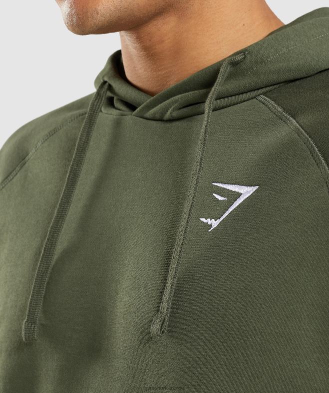 Gymshark sweat à capuche avec écusson noyau d\olive Hommes 6HF28806