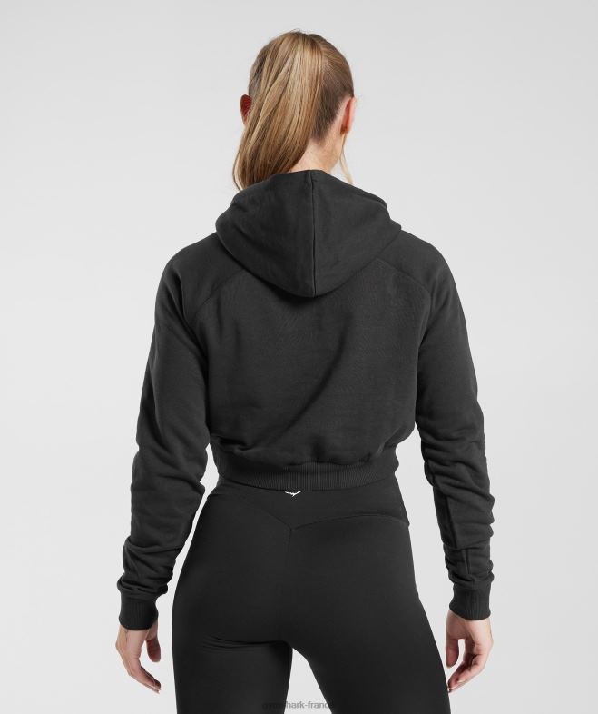 Gymshark sweat à capuche court de training noir femmes 6HF28372