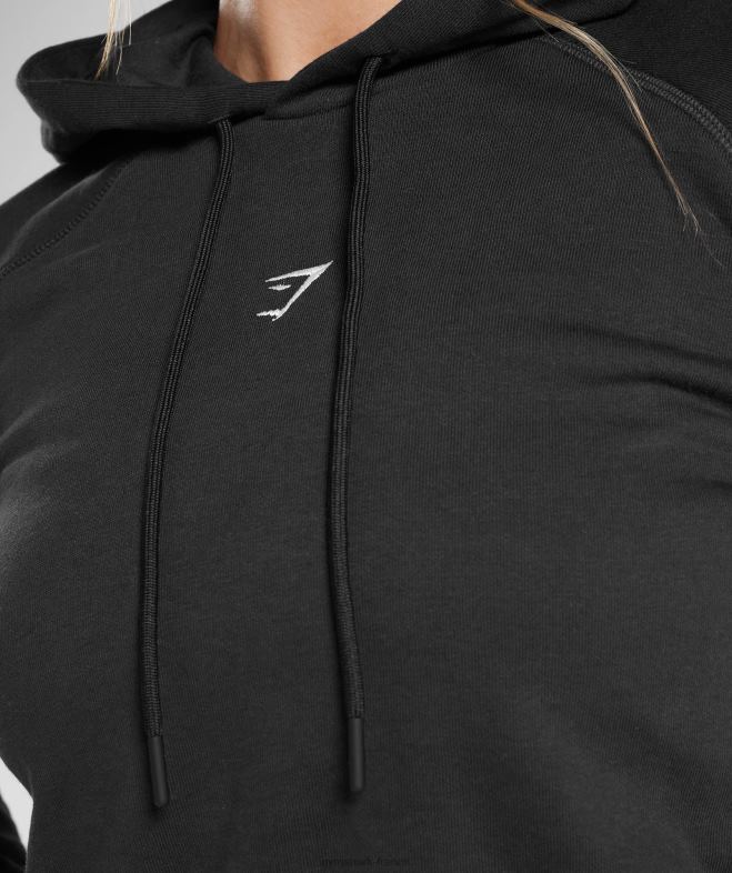 Gymshark sweat à capuche court de training noir femmes 6HF28372