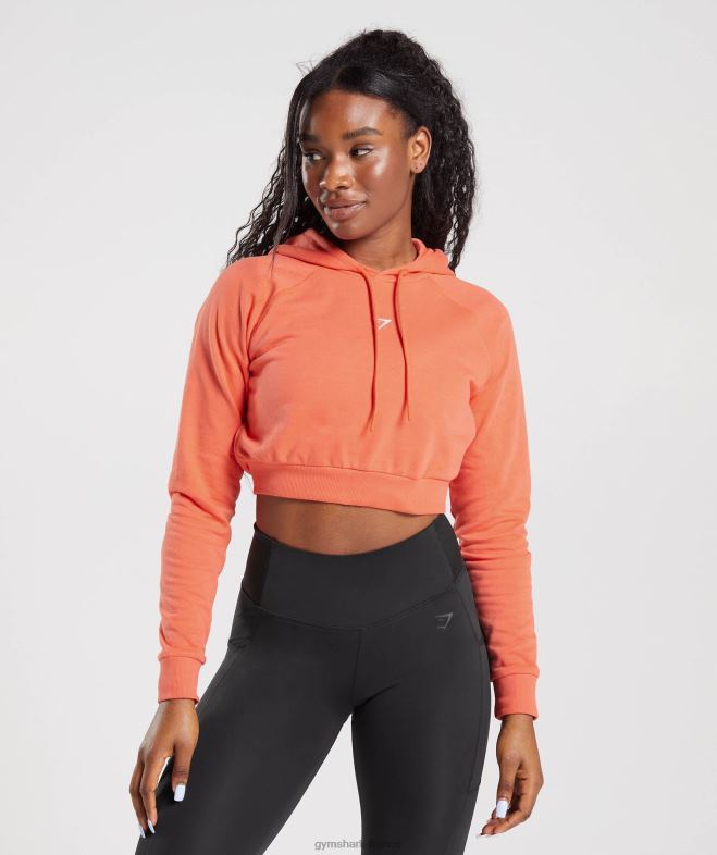 Gymshark sweat à capuche court de training orange aérospatiale femmes 6HF28406