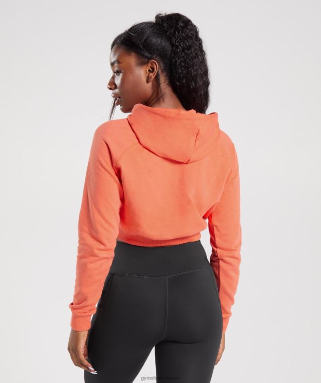 Gymshark sweat à capuche court de training orange aérospatiale femmes 6HF28406
