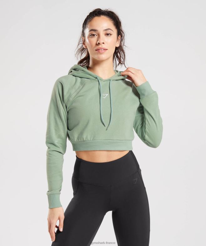 Gymshark sweat à capuche court de training vert sauge du désert femmes 6HF28357