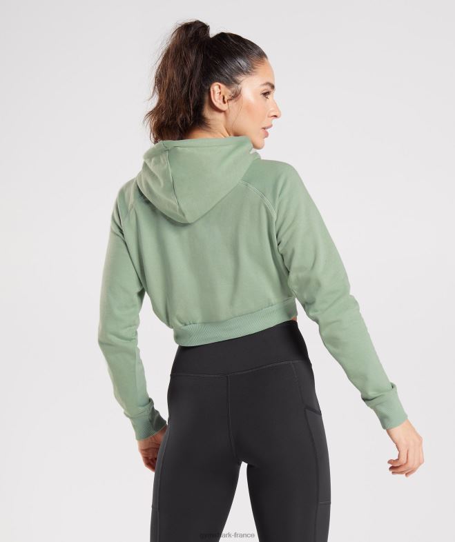 Gymshark sweat à capuche court de training vert sauge du désert femmes 6HF28357