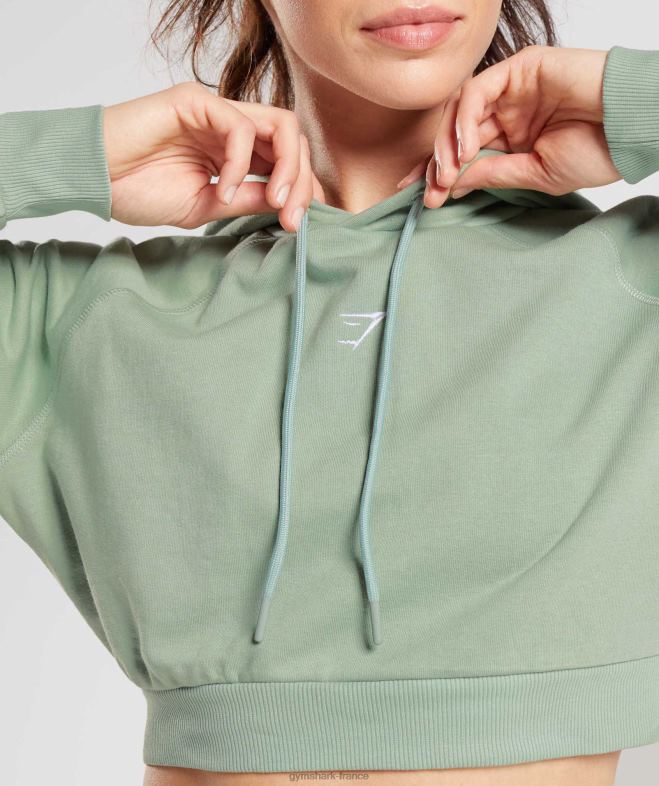 Gymshark sweat à capuche court de training vert sauge du désert femmes 6HF28357