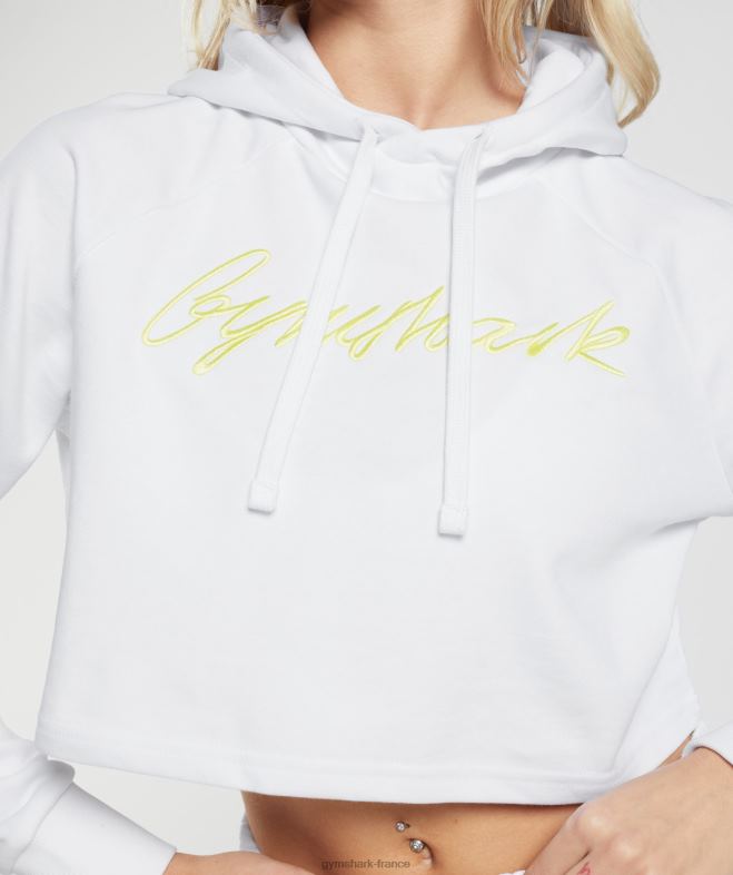 Gymshark sweat à capuche court à broderie graphique blanc femmes 6HF28375