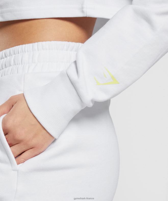 Gymshark sweat à capuche court à broderie graphique blanc femmes 6HF28375