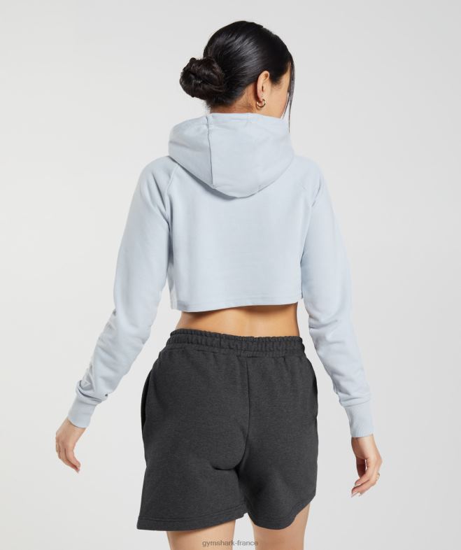 Gymshark sweat à capuche court à broderie graphique gris pierre de rivière femmes 6HF28382