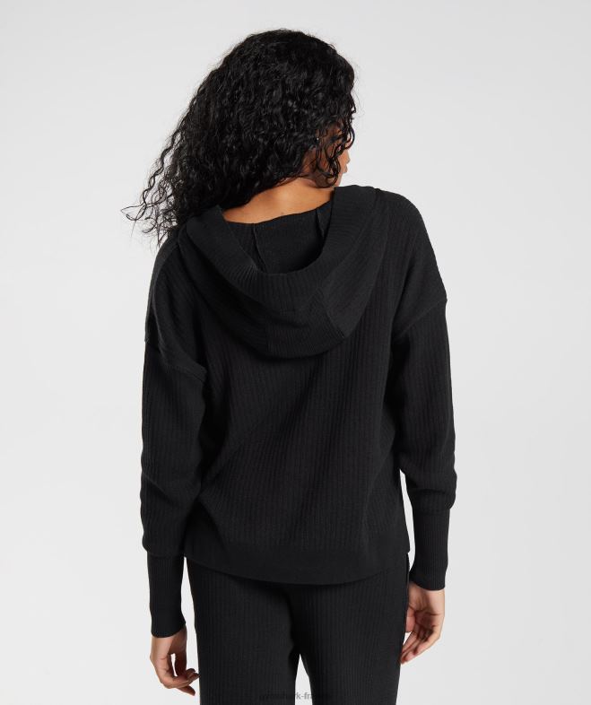 Gymshark sweat à capuche en tricot pause noir/gris onyx femmes 6HF28353