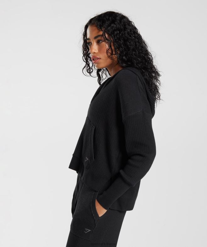 Gymshark sweat à capuche en tricot pause noir/gris onyx femmes 6HF28353