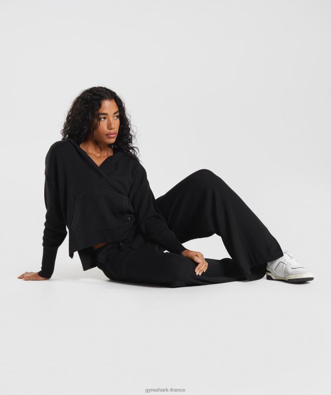 Gymshark sweat à capuche en tricot pause noir/gris onyx femmes 6HF28353