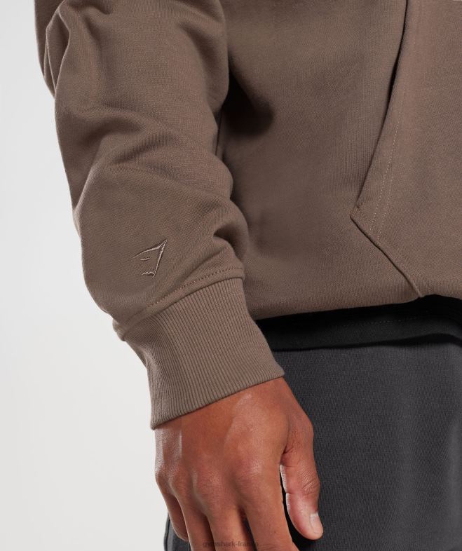 Gymshark sweat à capuche essentiel pour les jours de repos brun truffe Hommes 6HF28876