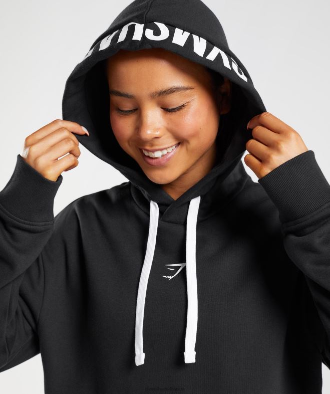 Gymshark sweat à capuche fractionné noir blanc femmes 6HF28386