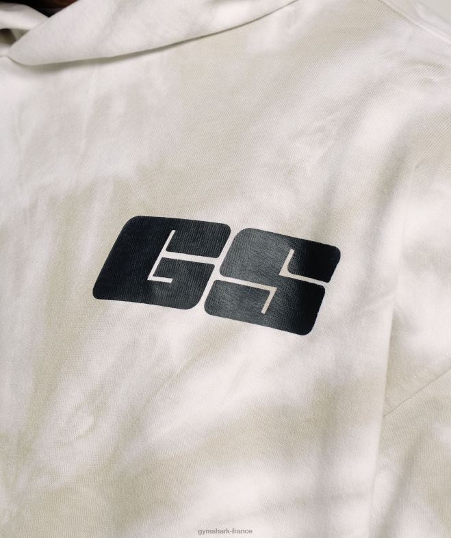 Gymshark sweat à capuche jour de repos blanc/marron champignon/lavage optique spirale Hommes 6HF28802