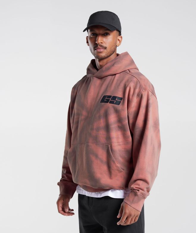 Gymshark sweat à capuche jour de repos rose terre cuite/marron poussiéreux/lavage optique spirale Hommes 6HF28798