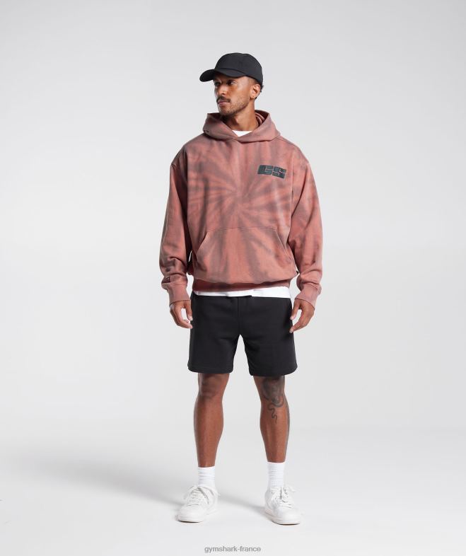 Gymshark sweat à capuche jour de repos rose terre cuite/marron poussiéreux/lavage optique spirale Hommes 6HF28798