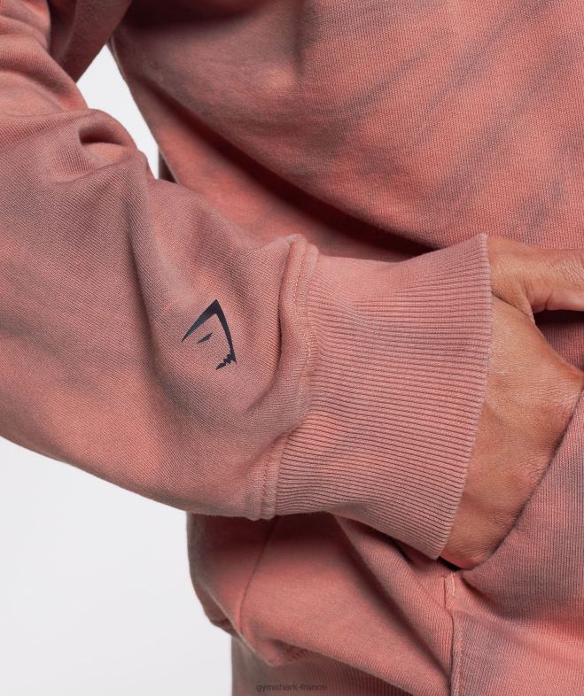 Gymshark sweat à capuche jour de repos rose terre cuite/marron poussiéreux/lavage optique spirale Hommes 6HF28798