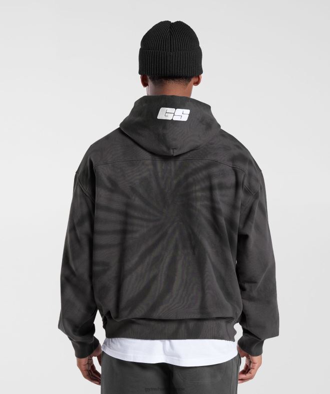 Gymshark sweat à capuche jour de repos silhouette gris/noir/lavage optique spirale Hommes 6HF28803