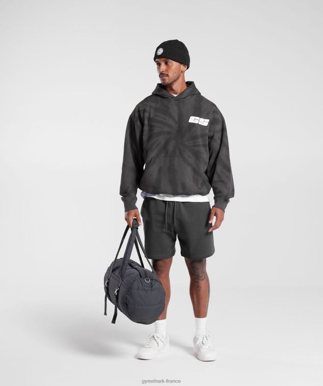 Gymshark sweat à capuche jour de repos silhouette gris/noir/lavage optique spirale Hommes 6HF28803