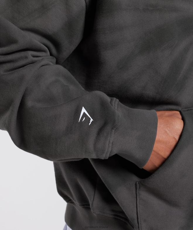 Gymshark sweat à capuche jour de repos silhouette gris/noir/lavage optique spirale Hommes 6HF28803